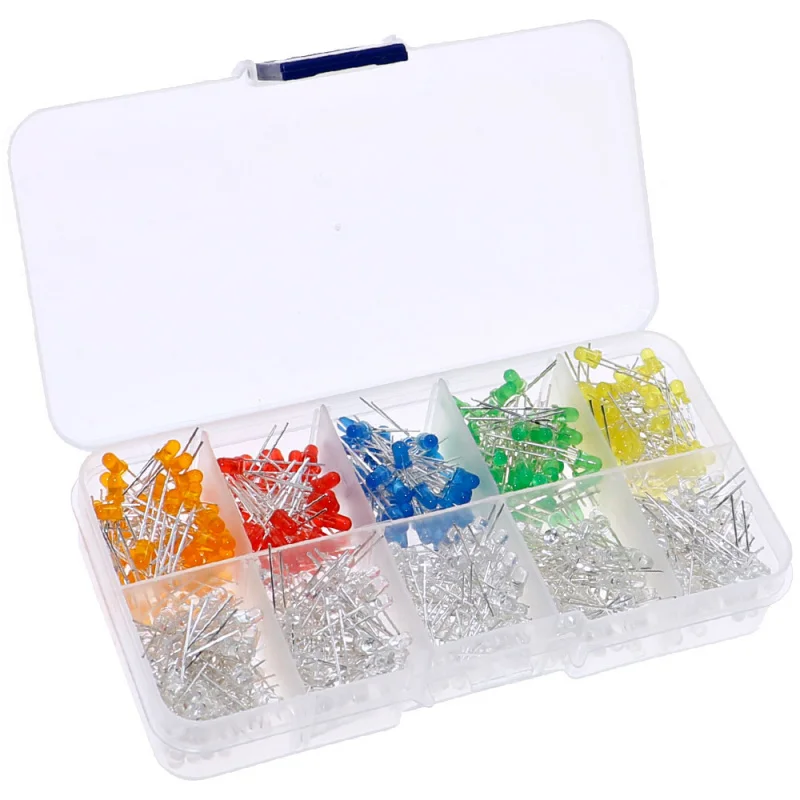 500pcs 3mm LED Diode Assorted kit mixed color Red Green Yellow Blue White Orange