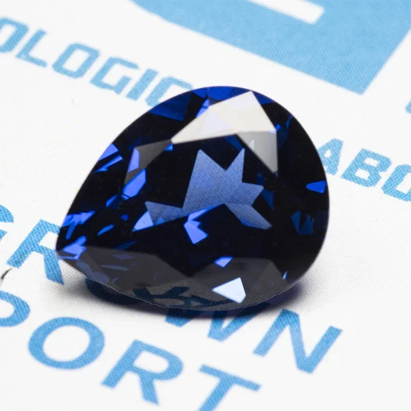 

Lab Grown Sapphire Pear Shape Royal Blue VVS1 Gemstone for Charms Diy Jewelry Making Earrings Ring Selectable AGL Certificate