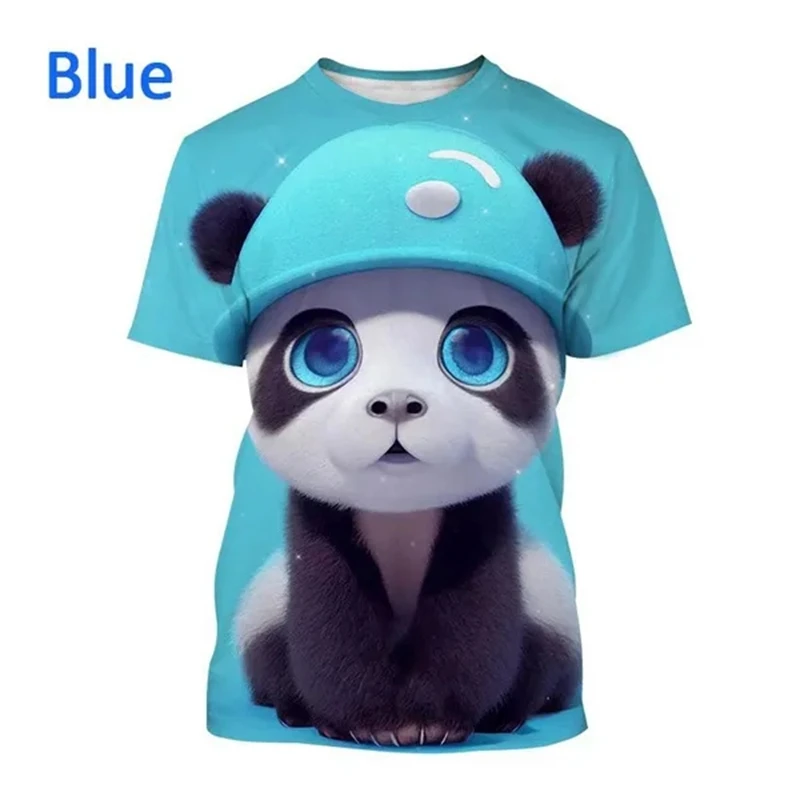 

Fashion Hot New Panda 3D Printing T-Shirt Animal Cute Round Neck Top Unisex Casual Short Sleeves Mens Designer Clothes Kids Tees