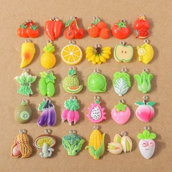 15pcs Resin Mix Fruit Charms Apple Cherry Lemon Charms Pendants for Jewelry Making Earrings Necklace DIY Accessories Supplies