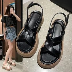 New Women's Sandals Summer Flat Shoes for Women Holidays Daily Wear Platform Retro Sandals Ladies Shoes 2024 Sandalias Mujer