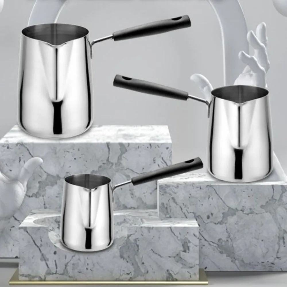 Cafetière en acier inoxydable à Long manche, bouche en forme de V, poêle à chocolat professionnelle, étanche, Pot de fusion de cire, usage domestique