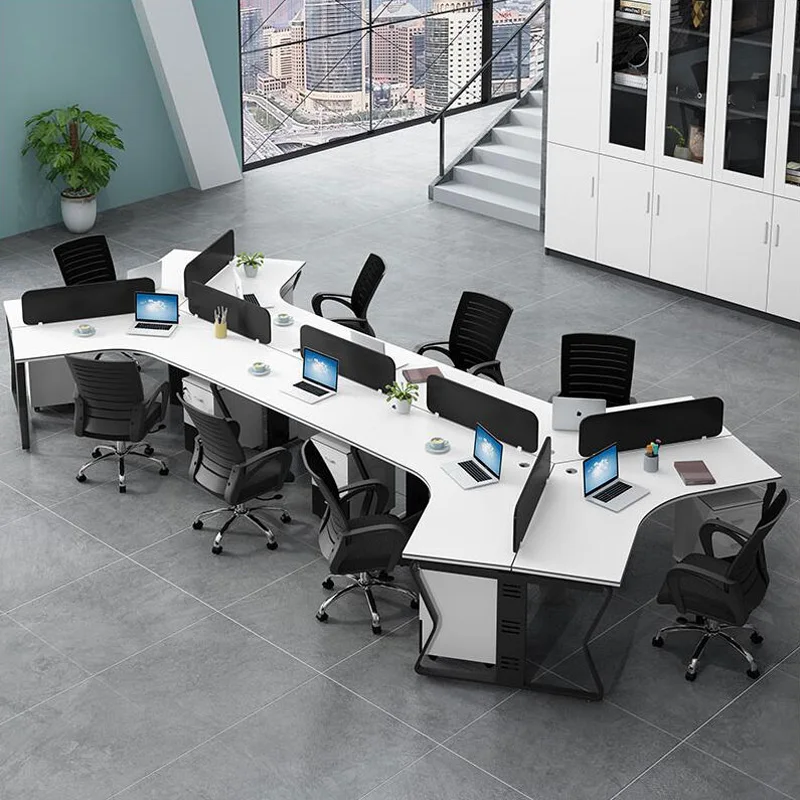 Office 4 Seats Staff Steel Legs Workstation Partition Compartments Desktop Computer Desk Desk