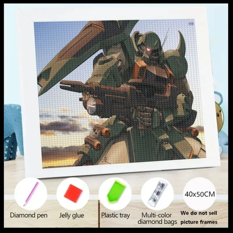 

1 шт. 5D DIY комплект алмазной живописи, Epic Sci-Fi Mecha Robot Gundam аниме-арт, полная дрель квадратная алмазная живопись, большая 40x50 см крик
