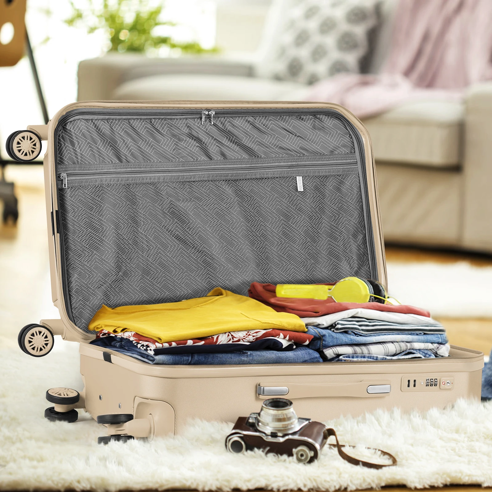 Hard Shell Suitcase Set, Bagagem de Embarque com TSA Lock, Viagem em Família, Negócios, 5 Pcs