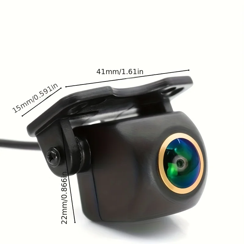 HD Backup Camera with Golden Rim, Night Vision & Parking Guide Lines, Adjustable Fish-Eye Lens, for Cars, SUVs, Vans, Pickups
