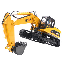 Huina 1535-1 Remote Control Engineering Car Semi-alloy Toy Remote Control Electric Excavator With Gripper Drill Adult Toy Gift