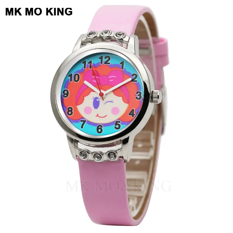 Luxury Brand Children's Watch Bow Cartoon Quartz Clock Fashion Crystal Dress Boy Leather Sports Wrist Watch Kids Birthday Gift