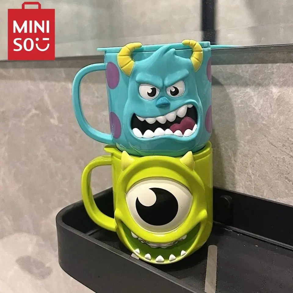 MINISO Cartoon Stitch cute mouthwash water cup children creative toothbrush cup with handle cup with lid