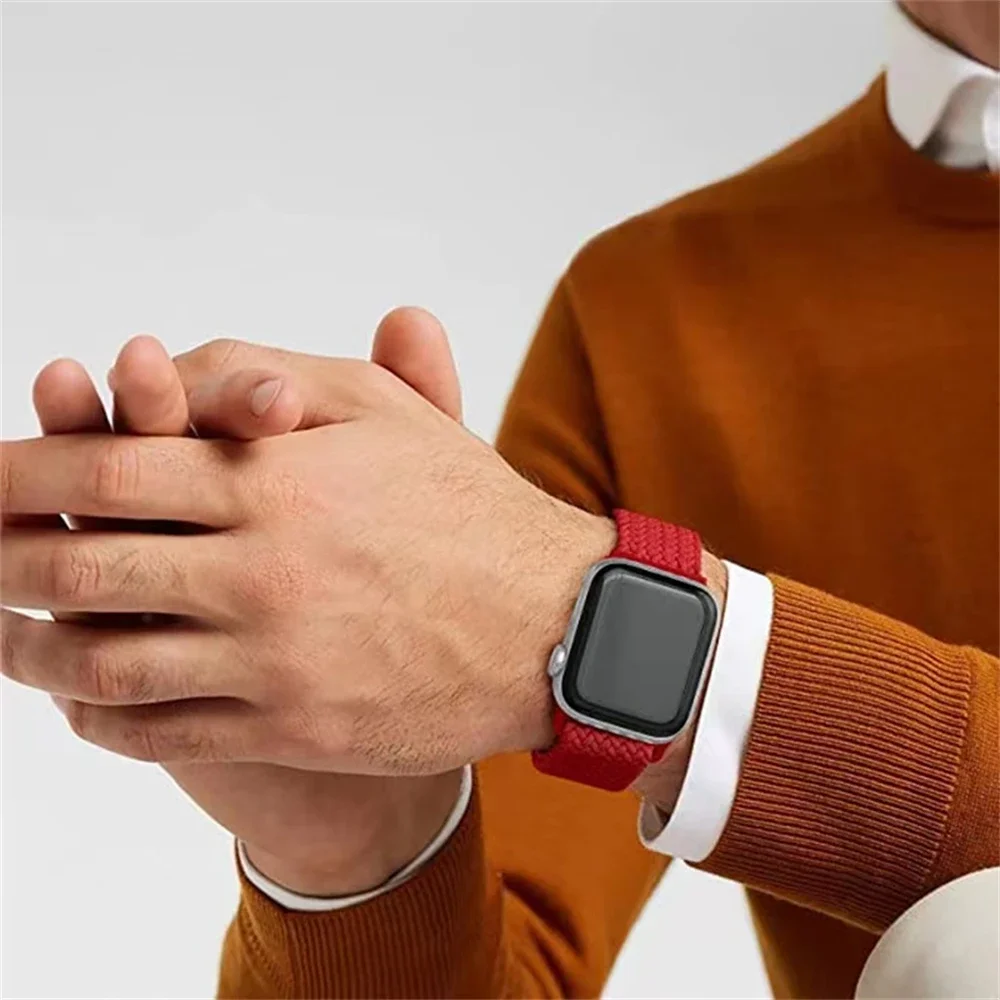 Band voor Apple Watch band 44 mm 40 mm 45 mm 41 mm 49 mm 38 mm 42 mm Elastisch gevlochten armband iwatch serie 7 se 5 6 8 ultra 49 mm band