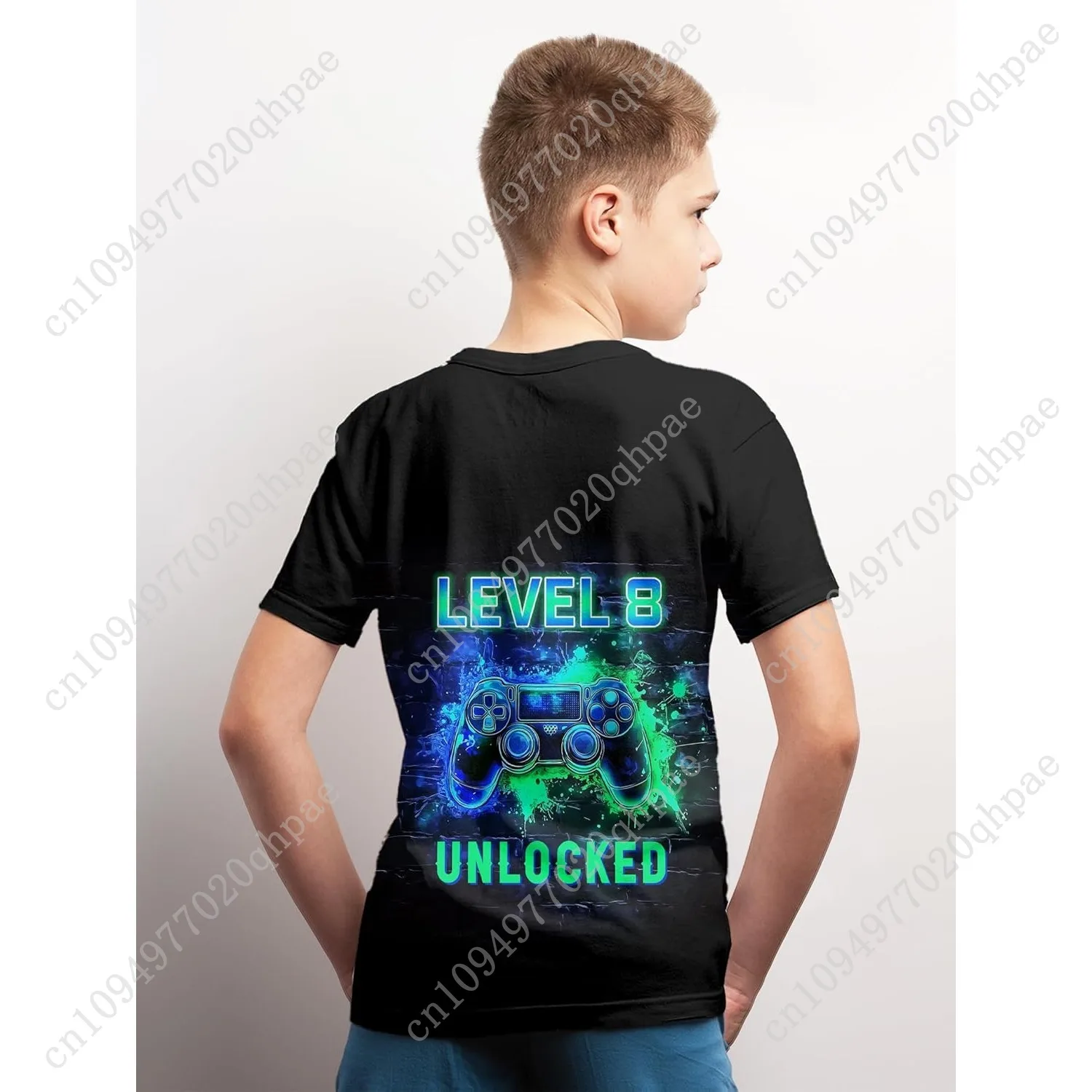 T-shirt grafica 3D per ragazzi e ragazze, girocollo casual traspirante a maniche corte, maglietta per bambini adolescenti