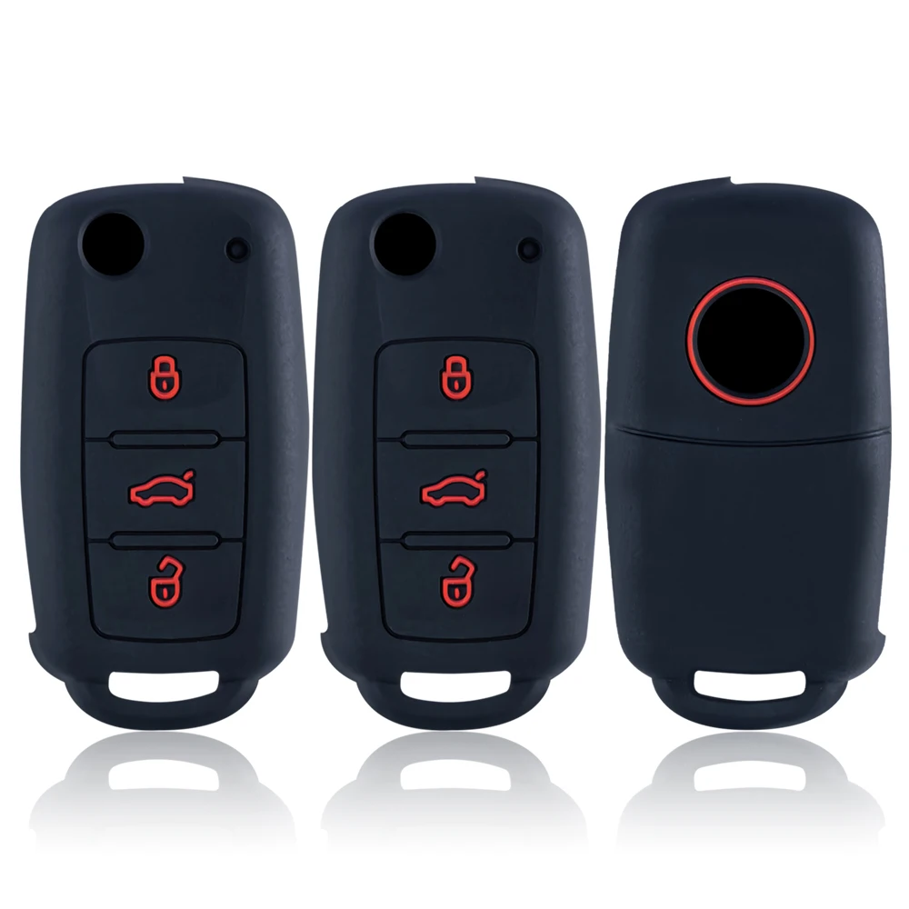

3 Buttons Car Silicone Remote Key Case Cover for VW Golf 4 5 6 7 Bora Jetta POLO MK4 MK6 Bora Passat B5 B6 Superb Tiguan Beetle