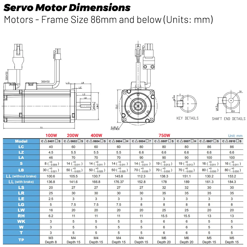 Delta AC B2 Servo 400W ASD-B2-0421-B ECMA-C20604RS ECMA-C20604SS Brake 0.4KW 1.27NM 60mm Flange Motor Drive Kit & 3m Cable