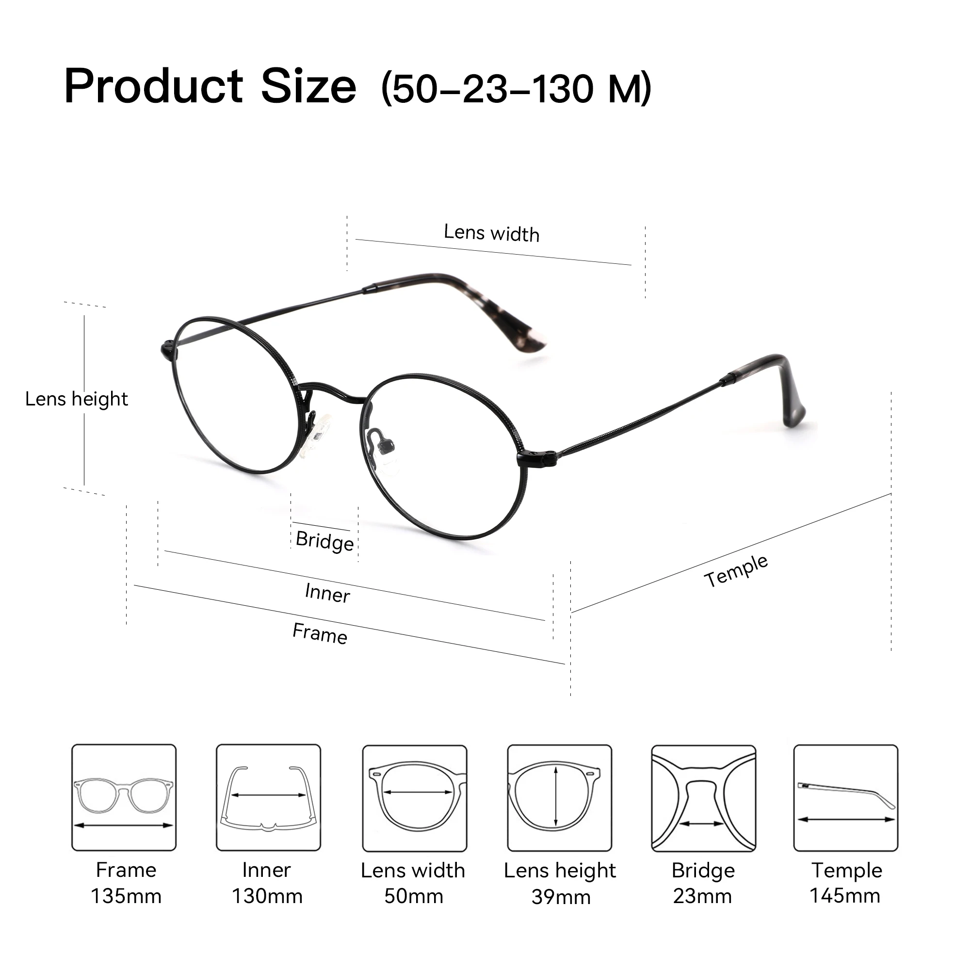 ZENOTTIC M حجم أنيق معدني البيضاوي النظارات الطبية للنساء الرجال مكافحة الضوء الأزرق قصر النظر النظارات البصرية #5