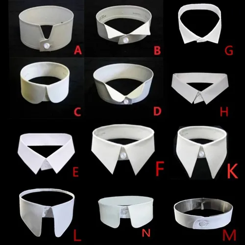 Imagen 2 del producto Camisa de cuello falso a rayas blancas para mujeres y hombres, solapa desmontable extraíble, escote de cuello falso, accesorio de cuello falso para hombres