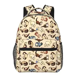 Adorable Ferret Pattern Classic Basic Canvas School backpack Casual Daypack Office Backpack for Men Women