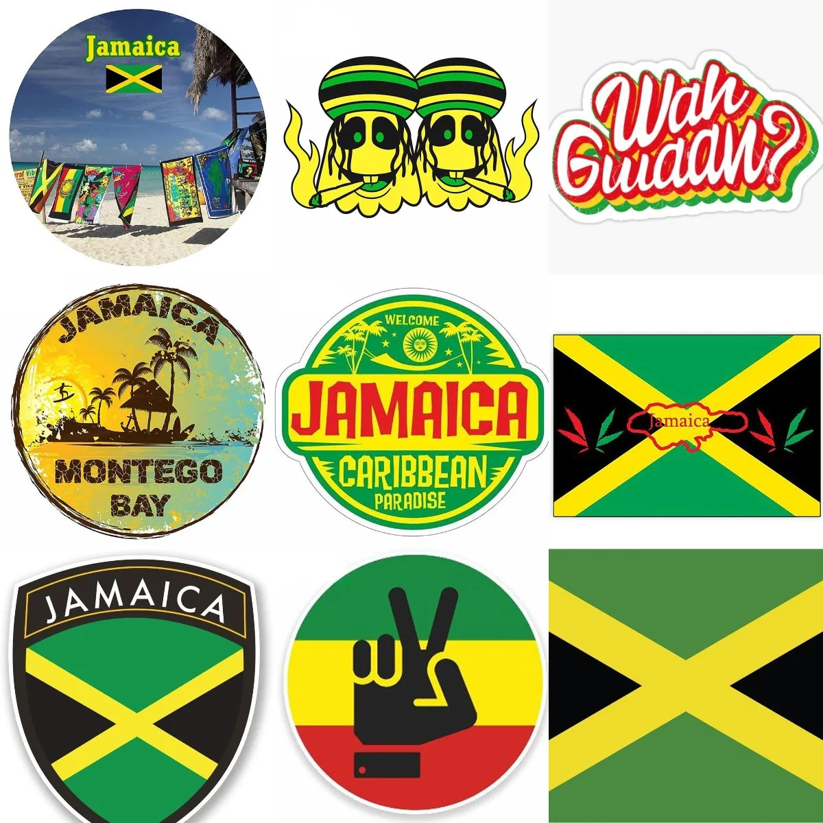 Jamaica Flag PVC Creative Sticker for Covered Scratch Decorate Laptop Window Van Truck Car Window Wall Room Decal Accessories