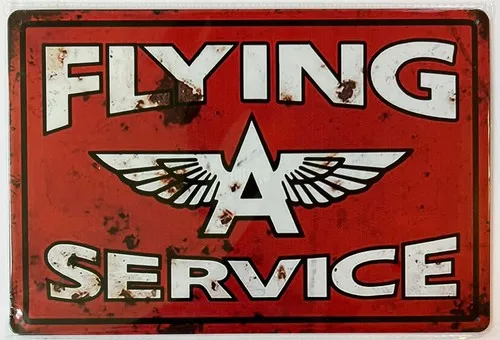 Flying A Gasoline Service Vintage Neuheit Metallschild; Wandkunst
