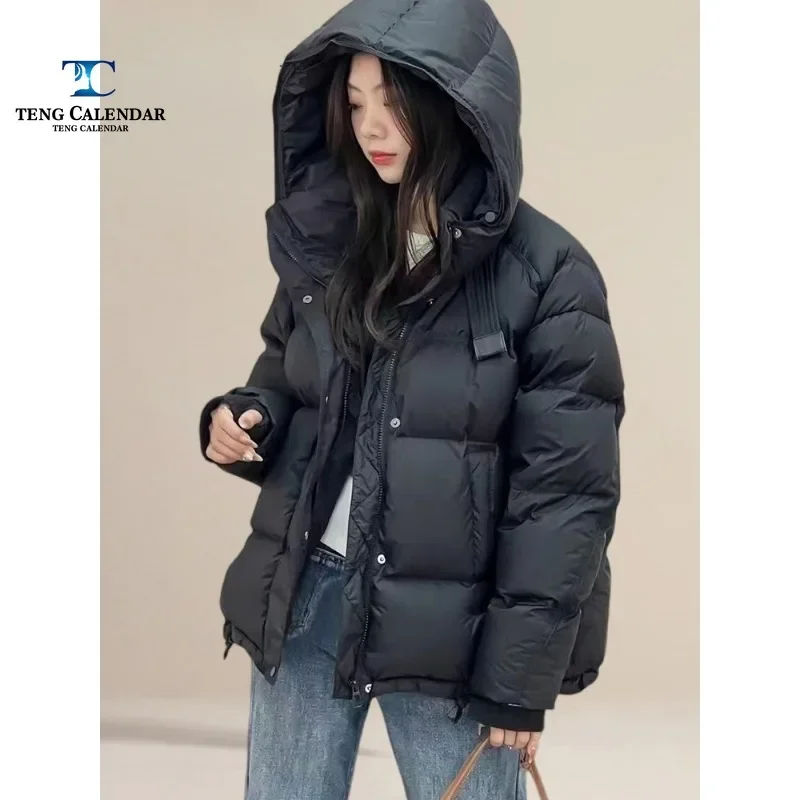 Short Cotton Clip Hooded Jacket for Women, Super Good-Looking, Popular Item, Warm and Thick, Winter, New Product, 2024