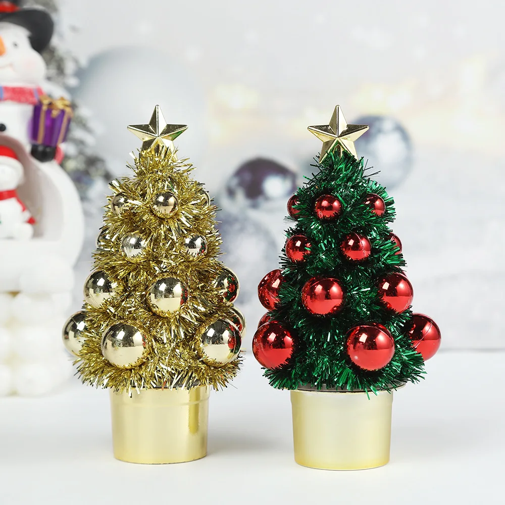 

16cm Mini Christmas Tree Ice Cream Shape Tree Mini Pearl Pentagram Figurines & Miniatures Party Scene Props Gift Home Decor