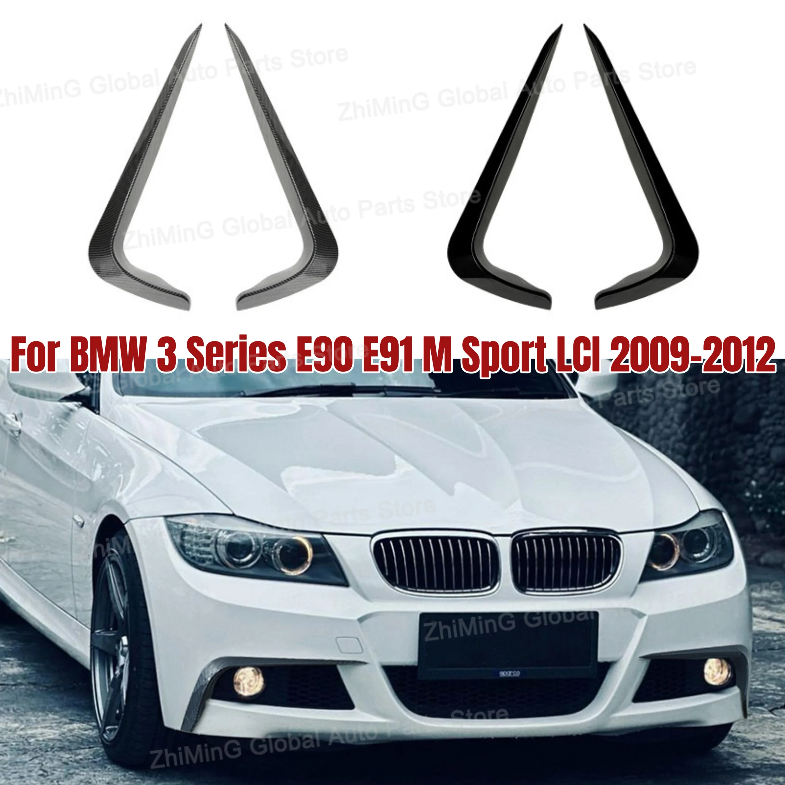 E90 E91 Front Bumper Spoiler Diffuser Splitter for BMW 3 Series M Sport LCI 2009-2012 Glossy Black Air Vent Trim Body Kit Tuning