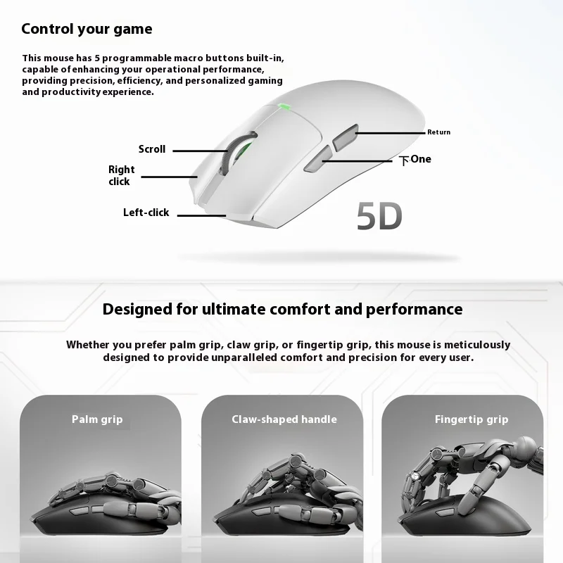 FANTECH WG13 Series ثلاثة أوضاع 1K/8K ماوس ألعاب لاسلكي بلوتوث 2.4G 58g خفيف الوزن PAW3395 PAW3311 مع قاعدة شحن #5