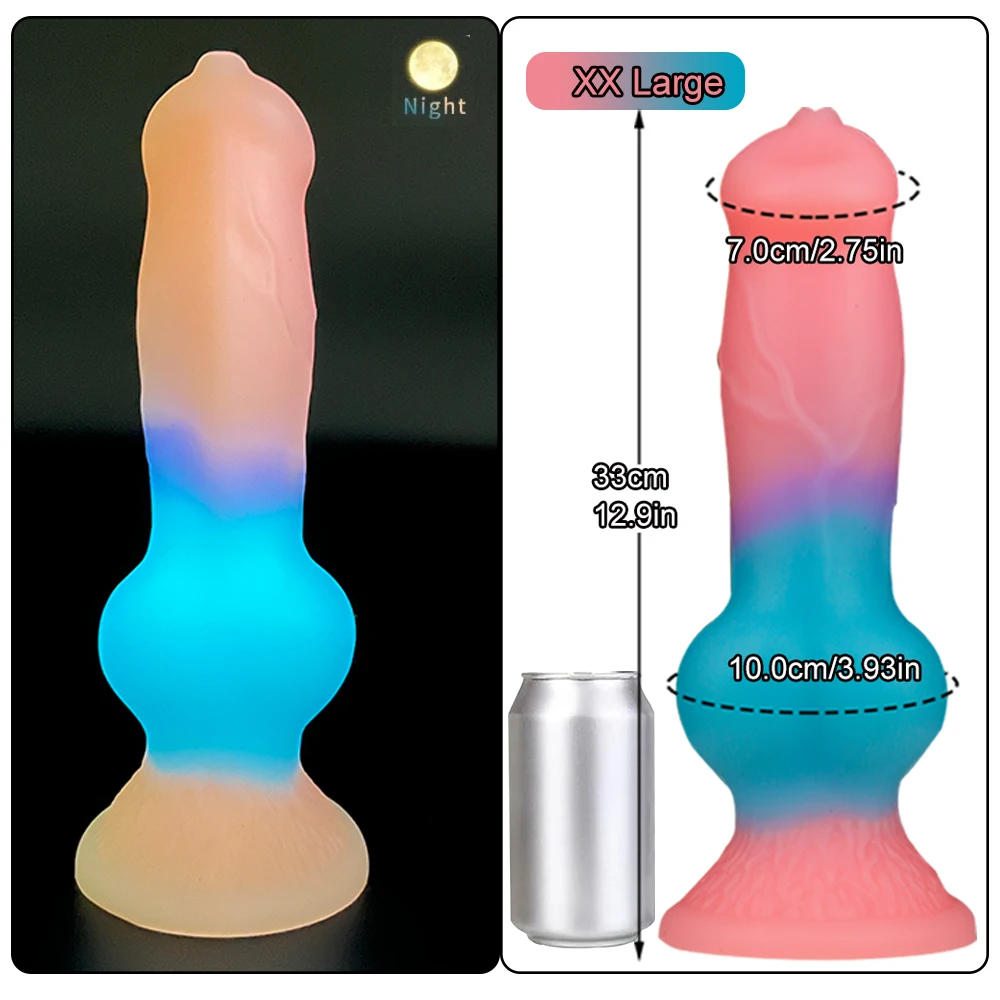 Luminous Dog Dildos Pink Realistic Dildo Animal Penis Sex Toy for Women G-Spot Massage Masturbator 18+ Cute Beautiful Anal Dildo