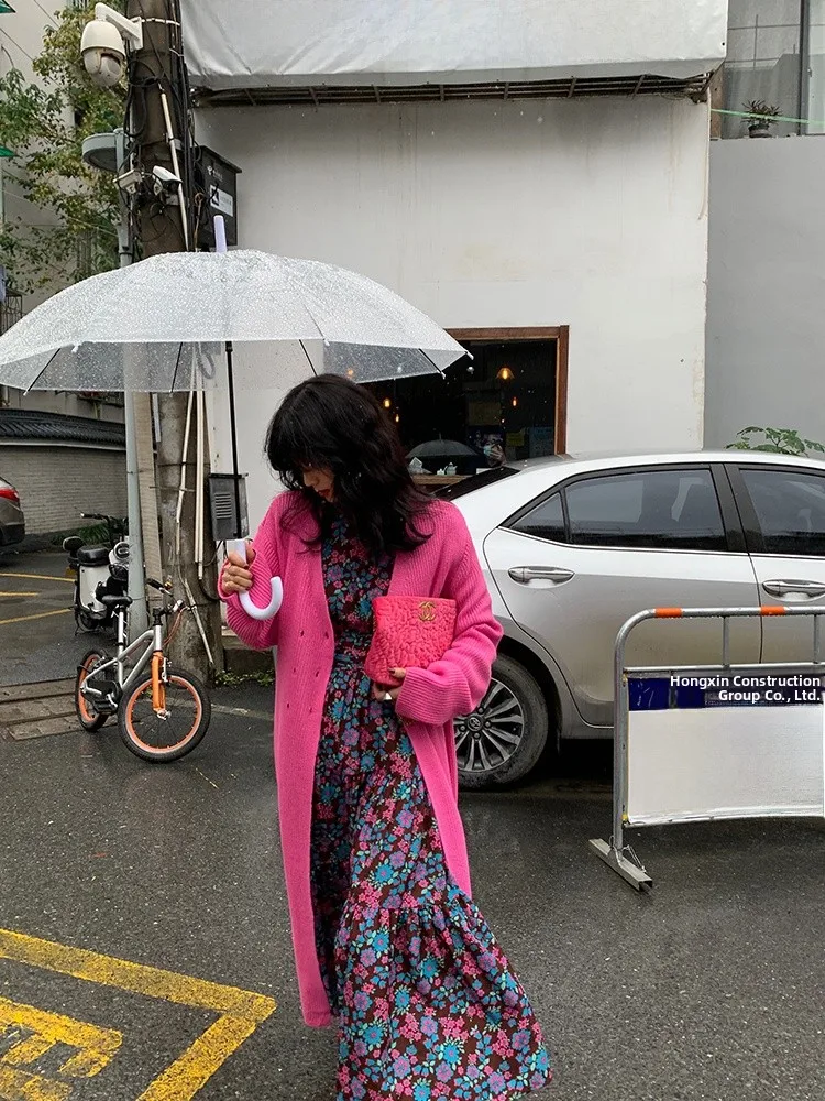 Floral Print Long Sve Dr Bubble Sve Design Waist Cinching Autumn Winter New Arrival Women's Faion Retro round Ne...