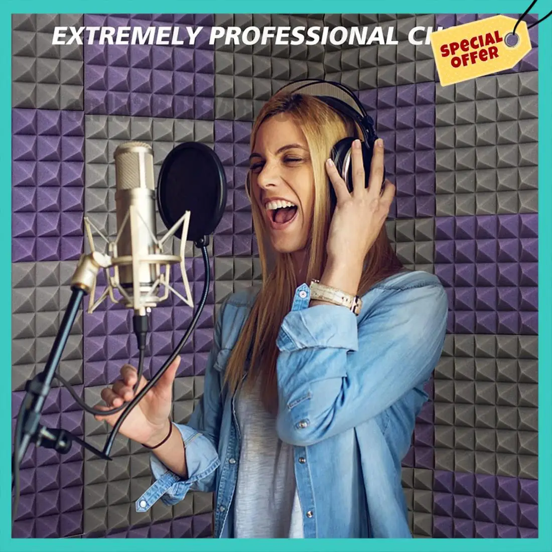 -ABJZ 24 Pack Acoustic Panels,Sound Proof Foam Panels,Studio Soundproofing Wedges,Wall Reduce Noise Foam,For Music Studio,Etc