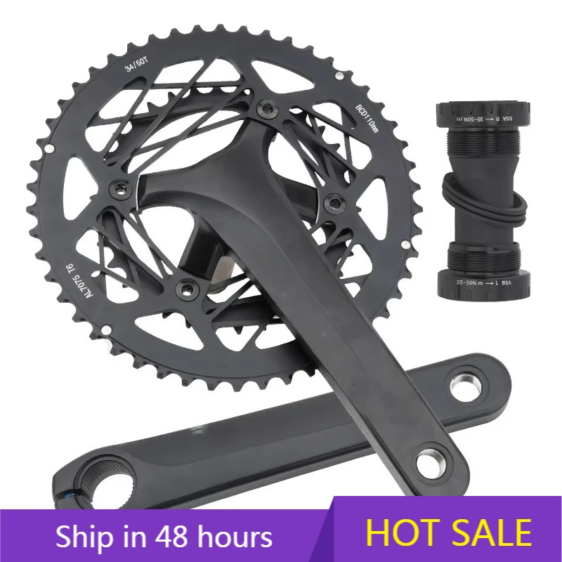 

POWER LEAP RFA Highway Folding Bike Crankset 34/50t Double Disc Aluminum Alloy 22 Speed for Road Bicycles & BMX