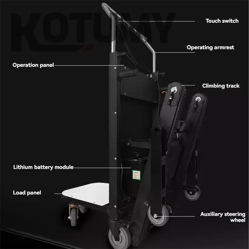 سيارة تسلق الدرج الكهربائية لتحسين المنزل 400 كجم الزاحف نوع أسفل درج متسلق مركبة شقة شاحنة الدرج أداة