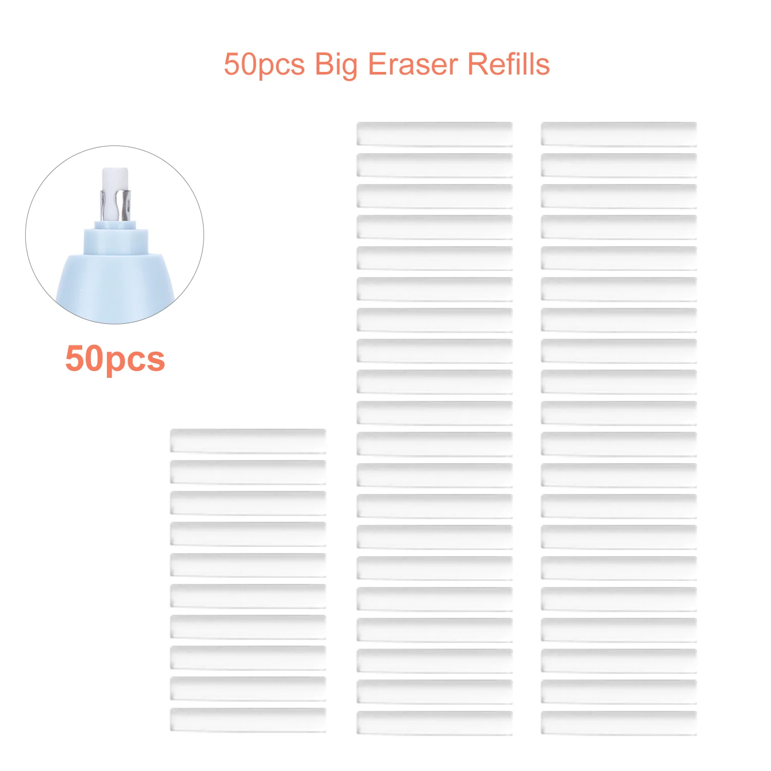 عبوات ممحاة كهربائية محمولة من Tenwin بقطر 50 قطعة. عبوات ممحاة كبيرة مقاس 5 مم، لوازم قرطاسية مطاطية قابلة للاستبدال للمدرسة