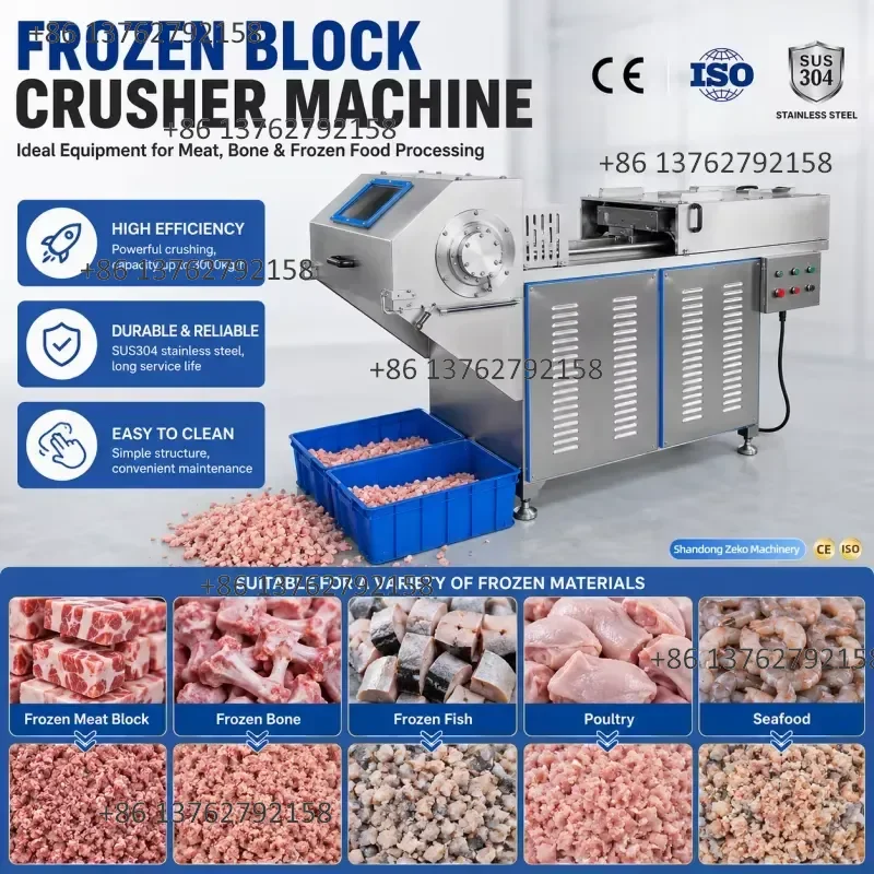 【2026】 Industrial Frozen Block Crusher Machine for Frozen Beef Pork Chicken Meat Processing Equipment CE ISO Certified