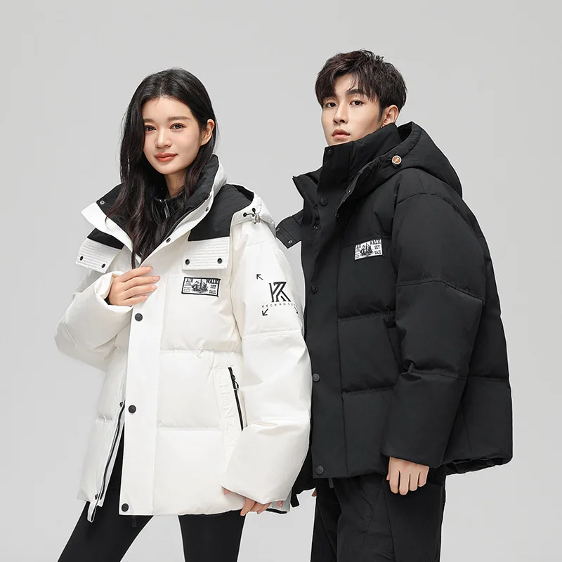 2024 Winter New Down Jacket Men's and Women's Customizable LOGO Edition Down Jacket Black and White M-3XL