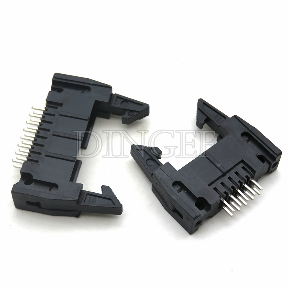 5PCS DC2 10/16/20/26/34/40 PIN 2.54MM pitch MALE SOCKET Right angle idc box headers CONNECTOR 10P/20P/40P FOR FC Cable
