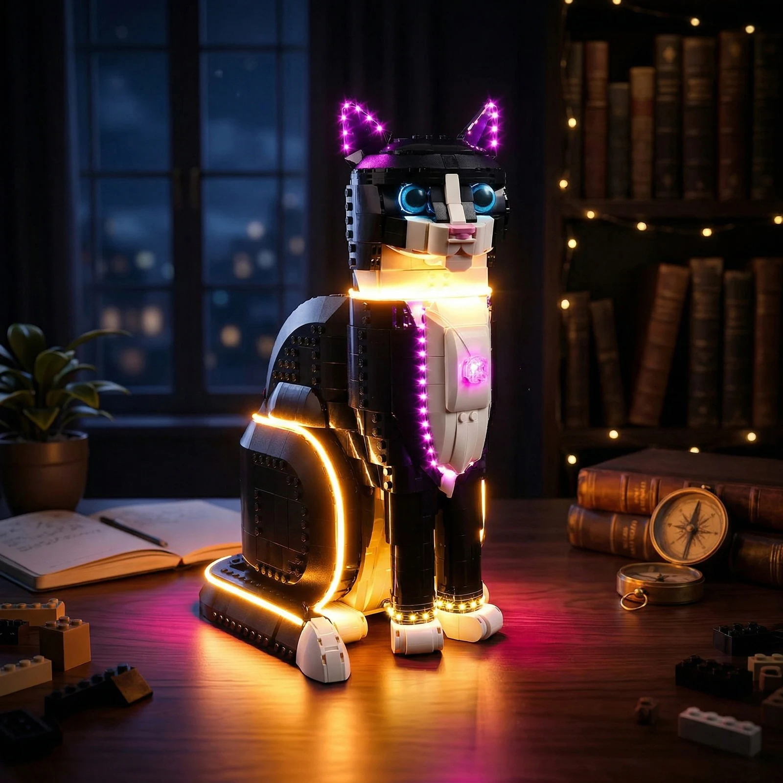 Kein Modell-LED-Beleuchtungsset, geeignet für LEGO Tuxedo Cat 21349 Bausteine