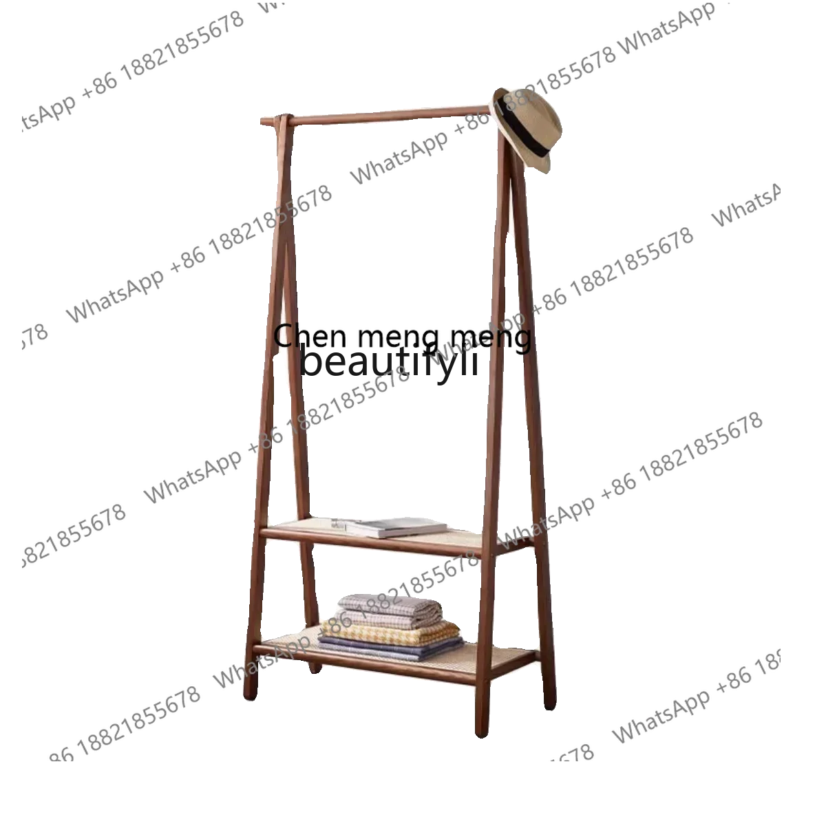 

P178 Coat Rack Small Apartment Simple Rack Floor Inn B & B Rattan Shoe Rack Solid Wood Floor Bedroom Simple