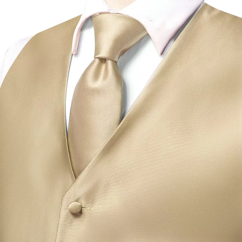 VerveRow Herren Satin-Set mit V-Ausschnitt, Weste, Krawatte und Einstecktuch, 3-teiliges formelles Business-Hochzeits-Westen-Set – Detail 10