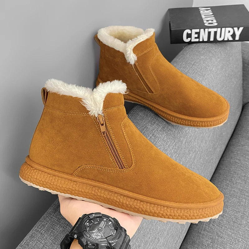 

Casual Fashion Fluffy Cotton Shoes Comfortable Men's Boots For Leather Men's Winter Snow Toto With Fluffy Warm Snow Boots