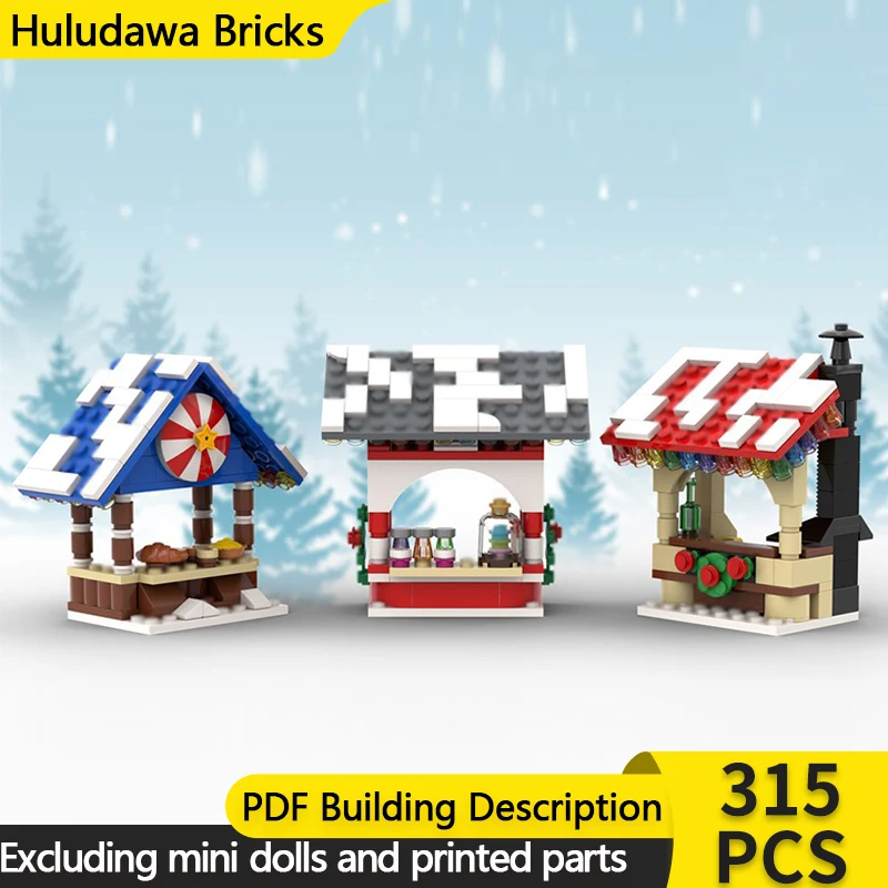 

Street View Model MOC Building Bricks Winter Village Market Stalls Modular Technology Children Holiday Gifts Assemble Toys Suit
