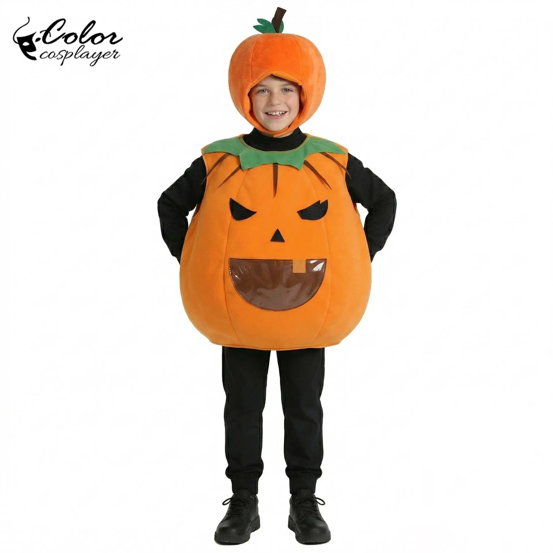 

Halloween Pumpkin Costume Jack-O-Lantern Outfit with Headpiece for Halloween Parade Trick or Treat Party Cosplay Clothes