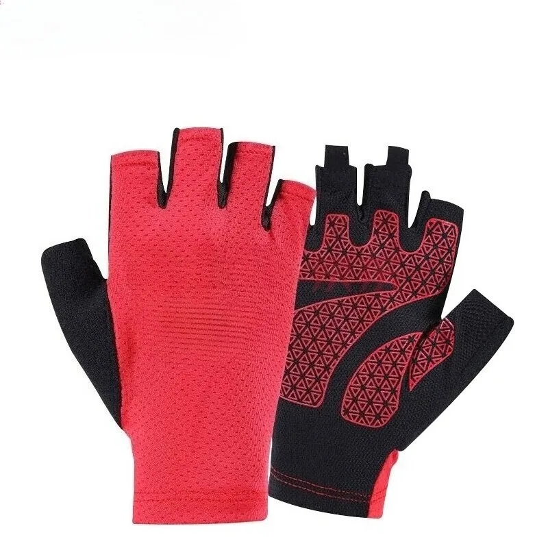 Sarung Tangan Kebugaran Gym Sepeda Motor Berkemah Luar Ruangan Sarung Tangan Uniseks Antiselip Sarung Tangan Tanpa Jari Tahan Benturan Peralatan Bersepeda