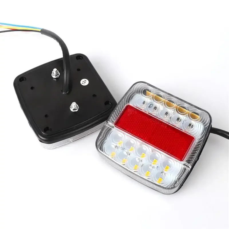 For Car Truck ATV 2Pcs 12V Trailer Tail Light LED Turn Signal Indicator Waterproof Rear Brake Light Number License Plate Light