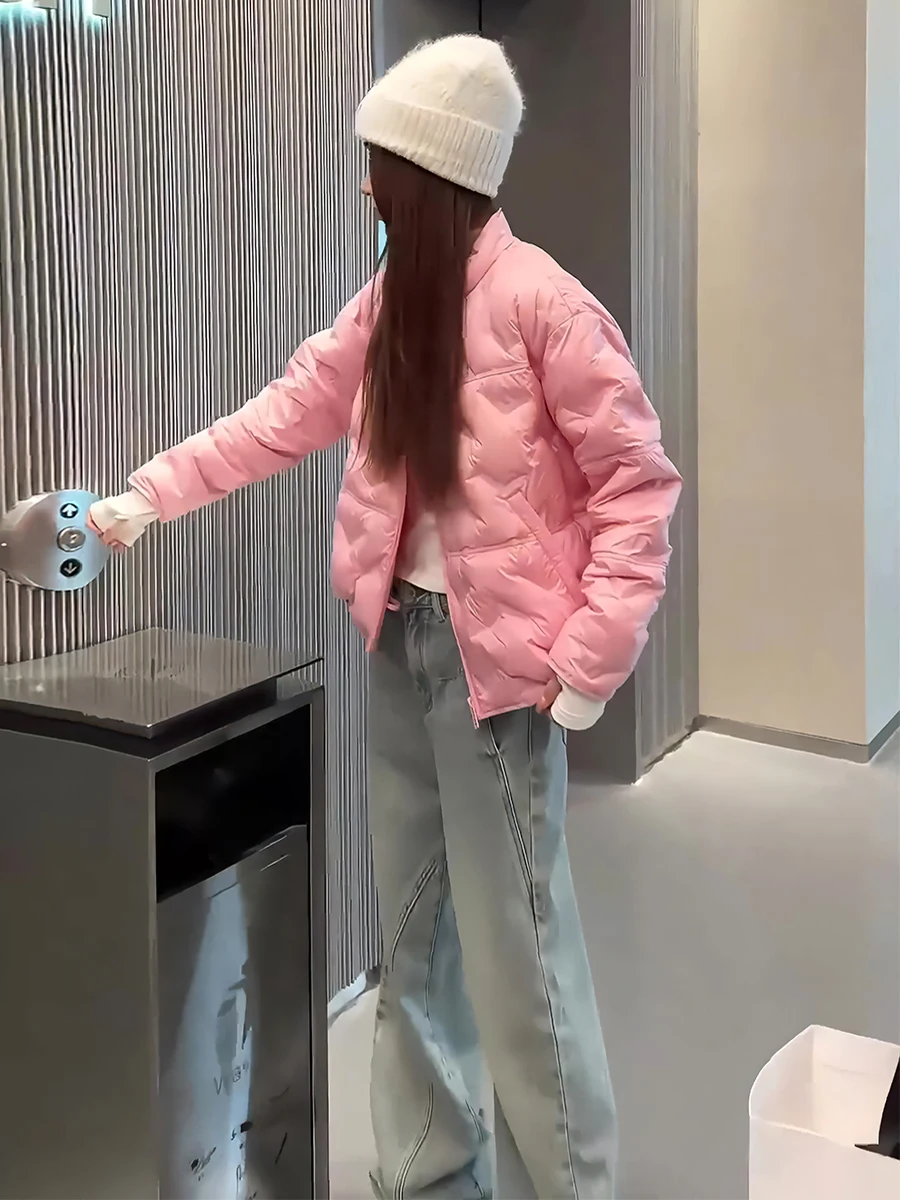 Faionable ligero ort mujer abajo Jaet 2025 invierno nueva llegada cálido Color puro coreano Sle Casual ajuste suelto