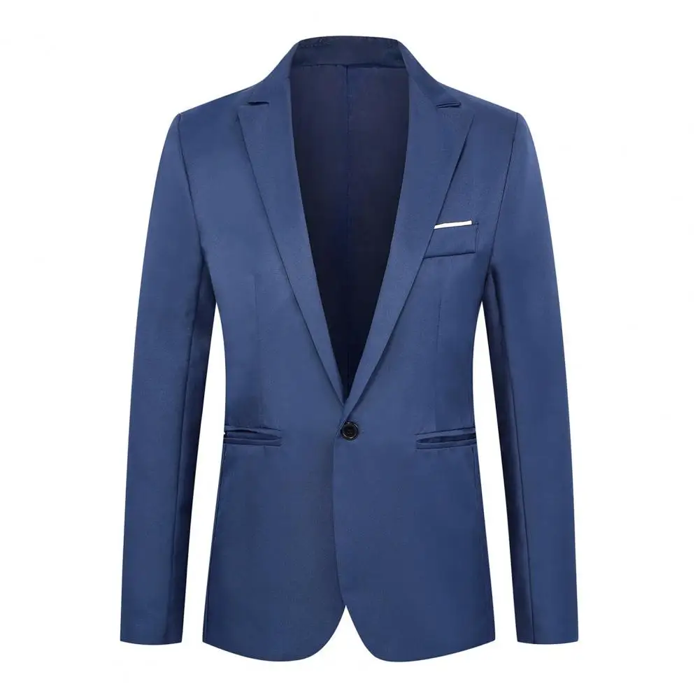 

2026 Men Suit Coat Slim Fit Solid Color Business Blazer Single Button Suit Coat Office Style Wedding Evening Party Jacket