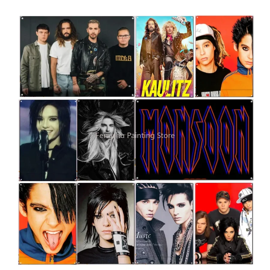 Tokio Hotel Bill Kaulitz Tom Kaulitz Funny Modern Room Vintage Art Painting Metal Tin Sign wall decor retro Living Room Garage