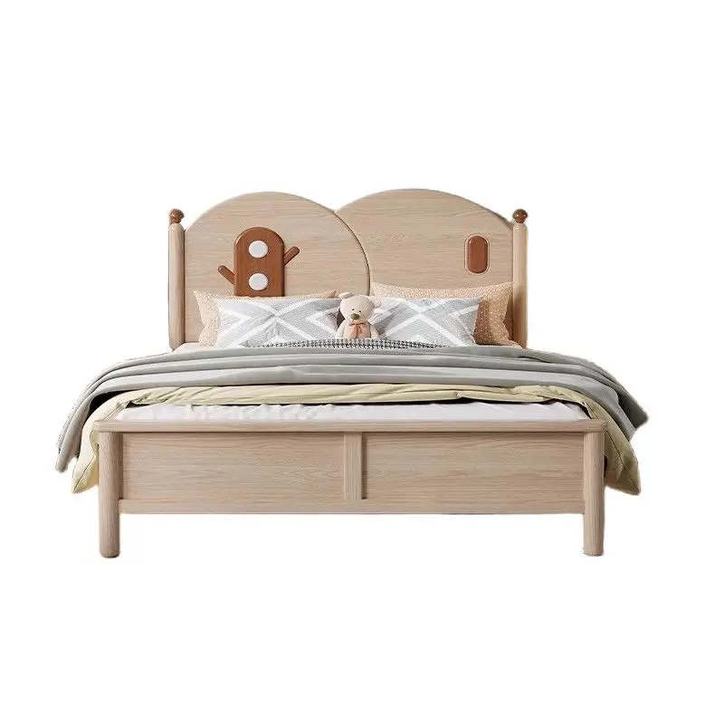 

Ash wood solid wood children's single bed modern simple 1.5 meters boys and girls bed children's storage