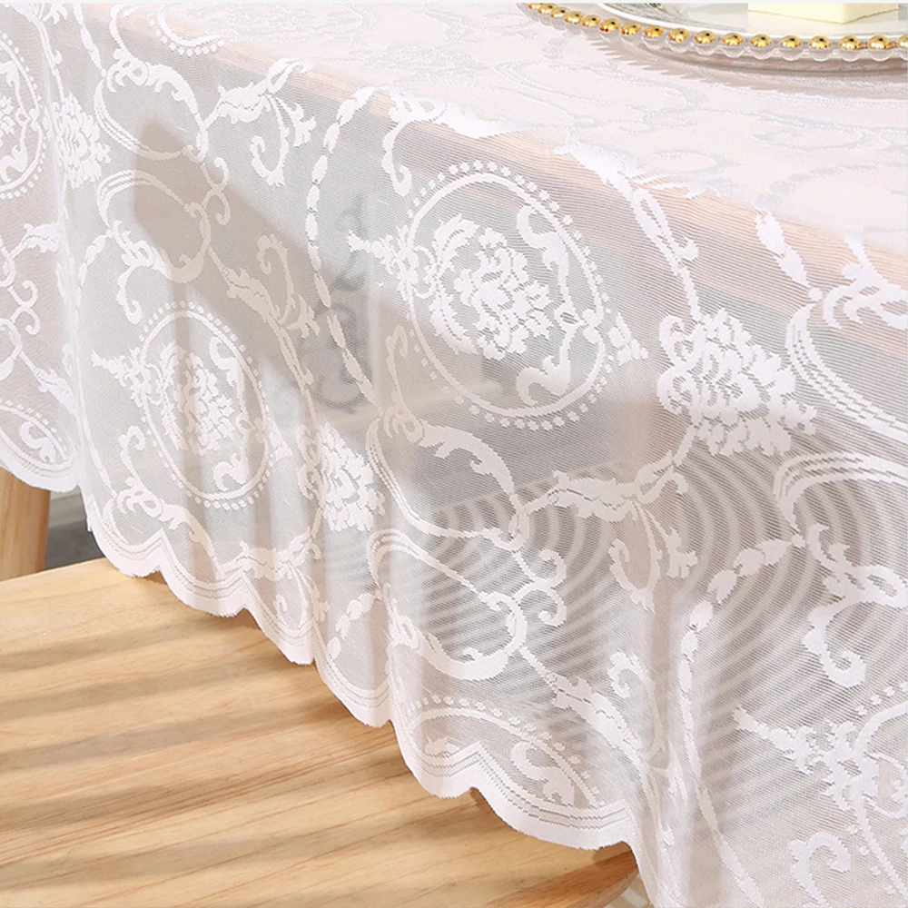 Nappe de Table Rétro en Maille, Rectangulaire Blanche, Décor de ixde Mariage, Pique-Nique, Grille de Fond