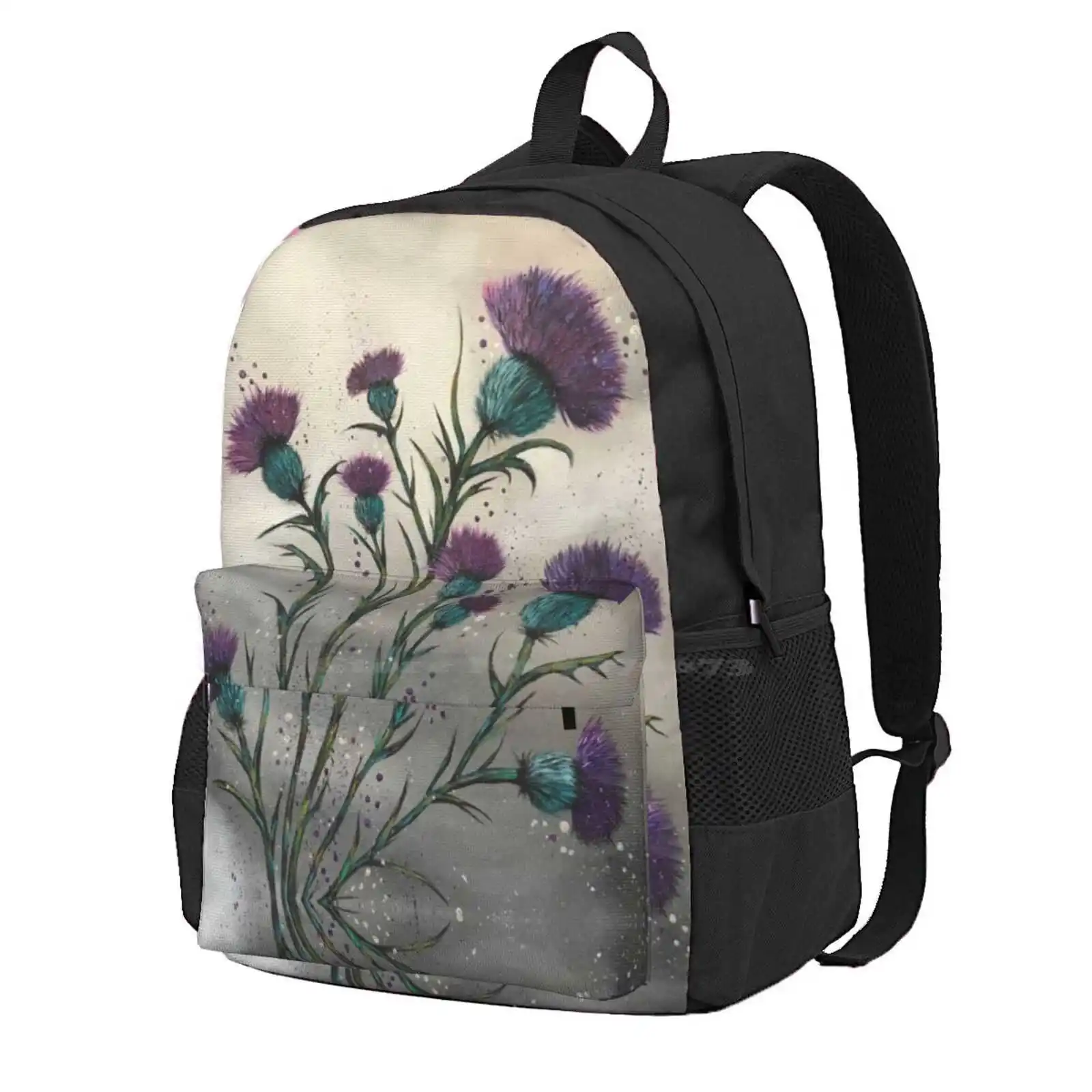 Scottish Traditional Purple Thistle Hot Sale Schoolbag Backpack Fashion Bags Scottish Thistle Traditional Expressive National