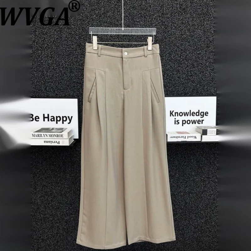 

Мужские брюки WVGA: Новинка, высококачественные, прямые, свободного кроя, в корейском стиле, с плиссировкой, широкие штанины, драпированные, повседневные, модель W22334